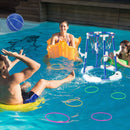 Summer Pool Basketball Hoop Toy Set With 4 Basketballs 4 Circles Pump Floating Swimming Pool Basketball Games Poolside Water Play Toy For 3-12Years Ol