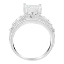 14K White Gold 2.0 Cttw Mixed-Cut Diamond Rectangle Invisible-Set Composite Cluster Ring with Bar- and Channel-Set Band (H-I Color, SI2-I1 Clarity) - Size 5