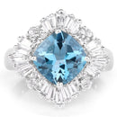 5.19 Carat Genuine London Blue Topaz & White Topaz .925 Sterling Silver Ring