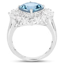 5.19 Carat Genuine London Blue Topaz & White Topaz .925 Sterling Silver Ring