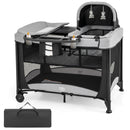 5-in-1 Portable Baby Playard with Cradle and Storage Basket