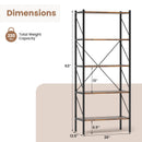 5-Tier Bookshelf with Open Shelves and Heavy Duty Metal Frame