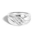 Men's .925 Sterling Silver 1/2 Cttw Diamond Channel Set 3-Stone Band Ring - Ring Size 10