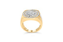10K Yellow Gold 1 1/2 Cttw Diamond Cluster and Halo Signet Mens Ring (K-L Color, I1-I2 Clarity) - Size 10