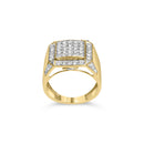 Men's 10K Yellow Gold 2 1/8 Cttw Diamond Composite Cluster Cocktail Ring Band