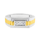 10K Yellow Gold Plated .925 Sterling Silver Diamond Accent Miracle-Set 3 Stone Ridged Band Gentlemen's Fashion Ring (I-J Color, I2-I3 Clarity) - Size 10