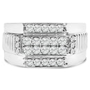 Men's .925 Sterling Silver 1.00 Cttw Diamond Multi Row Band Ring -Size 10