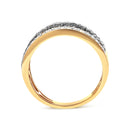 14K Yellow Gold Plated .925 Sterling Silver 1 1/4 Cttw White and Black Treated Diamond Multi Row Band (Black/I-J Color, I2-I3 Clarity) - Size 10