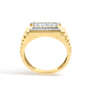 Men's 14K Yellow Gold Plated Sterling Silver Natural 1/2 Cttw Diamond Rectangular Halo Band Ring