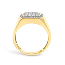 Men's 14K Yellow Gold Plated Sterling Silver 3/4 Cttw Diamond Cushion Head and Halo Band Ring