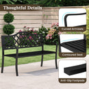 50.5 Inch Patio Bench with Curved Armrests for 2-3 People-Black