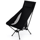 High Back Portable Camping Chair with Compact Carry Bag and Pillow-Black