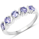 1.15 Carat Genuine Tanzanite .925 Sterling Silver Ring