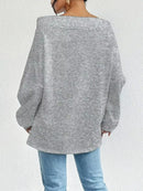 Off-Shoulder Drawstring Sweatshirt