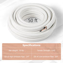 50 Feet Mini Split Line Set with 1/4 Inch and 3/8 Inch O.D. Copper Pipes Tubing