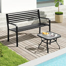 50 Inch Outdoor Metal Park Bench Patio Slatted Garden Bench for 2-3 People-Black