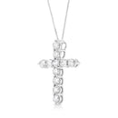 .925 Sterling Silver 1.0 Cttw Prong Set Round-Cut Diamond Cross 18" Pendant Necklace (I-J Color, I2-I3 Clarity)