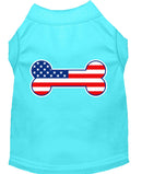 Pet Dog & Cat Shirt Screen Printed, "Bone Shaped American Flag"