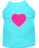 Pet Dog & Cat Shirt Screen Printed, "Pink Swiss Dot Heart"