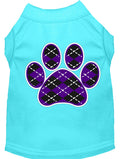Pet Dog & Cat Shirt Screen Printed, "Argyle Paw Purple"