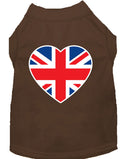Pet Dog & Cat Shirt Screen Printed, "British Flag Heart"