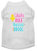 Pet Dog & Cat Shirt Screen Printed, "Chicks Rule, Bunnies Drool"
