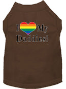 Pet Dog & Cat Shirt Screen Printed, "I Heart My Daddies"