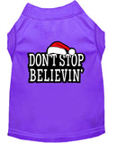Christmas Screenprinted Dog Shirt, "Don't Stop Believin"