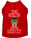 Christmas Pet Dog & Cat Shirt Screen Printed, "The Elf Did It"