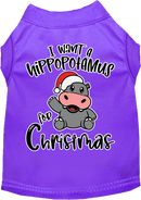 Pet Dog & Cat Shirt Printed, "I Want A Hippopotamus For Christmas"
