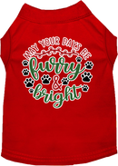 Christmas Pet Dog and Cat Shirt Screen Printed, "Furry & Bright"