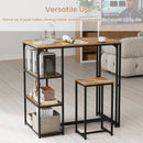3-Piece Bar Table Set for 2 Bar-Height Dining Table with 2 Stools-Rustic Brown