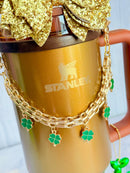 Lucky Clover Deluxe Tumbler Charm Necklace