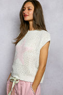 POL Star Round Neck Popcorn Knit Top