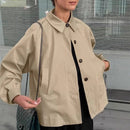French-style Khaki Workwear Trench Coat Loose-fitting Mid-length