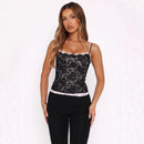 Womens Two-Color Lace Jacquard Camisole Sexy Chic Top