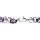 .925 Sterling Silver 7x5mm Oval Amethyst and Diamond Accent X-Link Bracelet (H-I Color, SI1-SI2 Clarity) - Size 7"