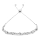 .925 Sterling Silver 1/4 Cttw Diamond 4â€-10†Adjustable Bolo Alternating Square and Rectangle Bolo Bracelet (I-J Color, I3 Clarity)