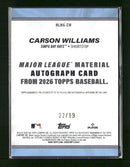 2026 Topps Major League Materials Green Carson Williams #/99 Auto #MLMA-CW