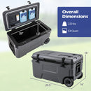 53 Quart Rolling Cooler with Wheels and Fish Ruler