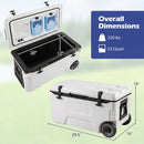 53 Quart Rolling Cooler with Wheels and Fish Ruler