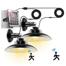 2Pack Solar Shed Lights with Separate Panel Wall Mounted Solar Pendant Light Indoor Outdoor with Remote Timer 3 Modes 3 Light Colors IP 55 Waterproof