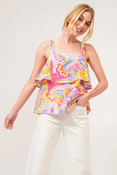 And The Why Square Neck Tiered Paisley Printed Top
