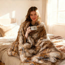 540GSM Soft Plush Fuzzy Luxury Faux Raccoon Fur Blanket for Bed-M