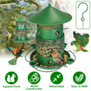 Wild Bird Feeder Squirrel-Proof Chew-Proof Metal Bird Seed Feeder Outdoor Hanging Bird Feeder With 360¡ Circular Perches Water Cups For Yard Garden Pa
