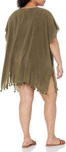 DKNY OLIVE Pom Pom Caftan Swim Cover-up US Large/X-Large