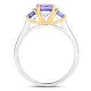 Two Tone Plated 1.07 Carat Genuine Tanzanite .925 Sterling Silver Ring