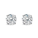 .925 Sterling Silver 1.0 Cttw Round Brilliant Cut Lab Grown Diamond 4-Prong Classic Solitaire Stud Earrings (F-G Color, VS2-SI1 Clarity)
