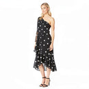 Lauren Ralph Lauren Womens Roshawna B/W Polka Dot Party Midi Dress Size 10