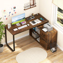 55 Inch Reversible L Shaped Desk with 3 Drawers Home Office Desk with Adjustable Shelf